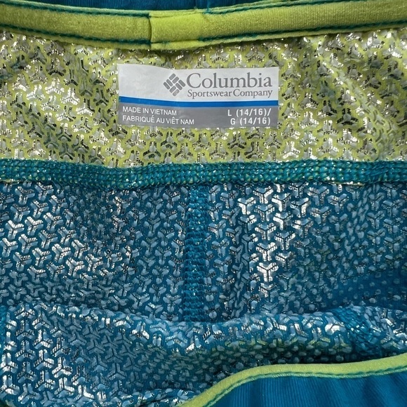 Columbia Youth L 14/16 Omni-Heat 3D Knit Tights Base Layer Colorblock Blue-Green - Picture 7 of 13